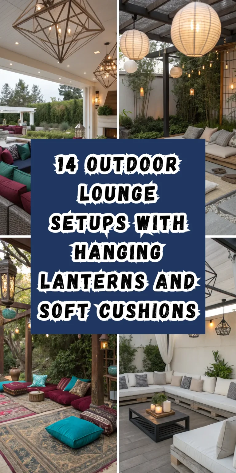 14 Cozy Outdoor Lounge Setups with Hanging Lanterns and Soft Cushions