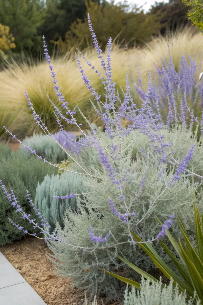 russian sage perovskia atriplicifolia with silv