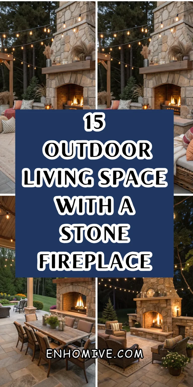 15 Tips for Creating a Cozy Outdoor Living Space with a Stone Fireplace and String Lights