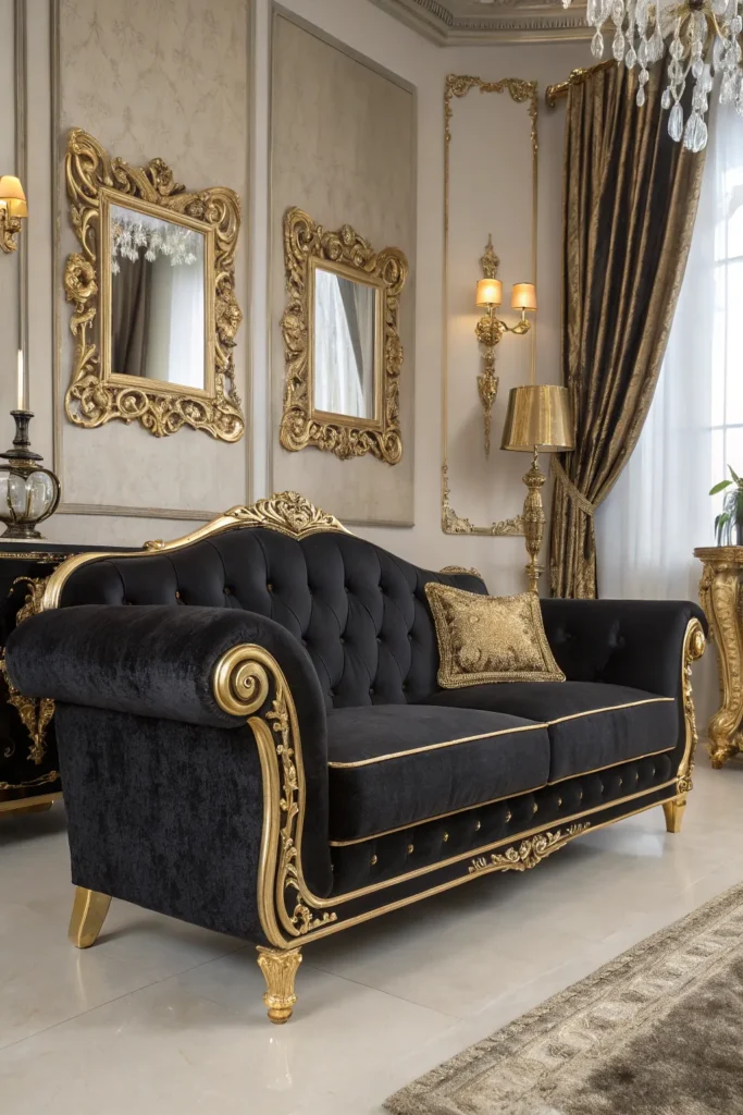 15 Luxury Black and Gold Living Room Decor Ideas 2 sg 1