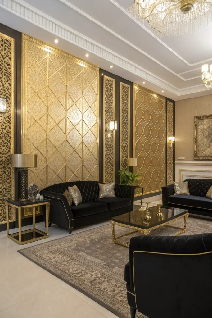 15 Luxury Black and Gold Living Room Decor Ideas 14 sg 13