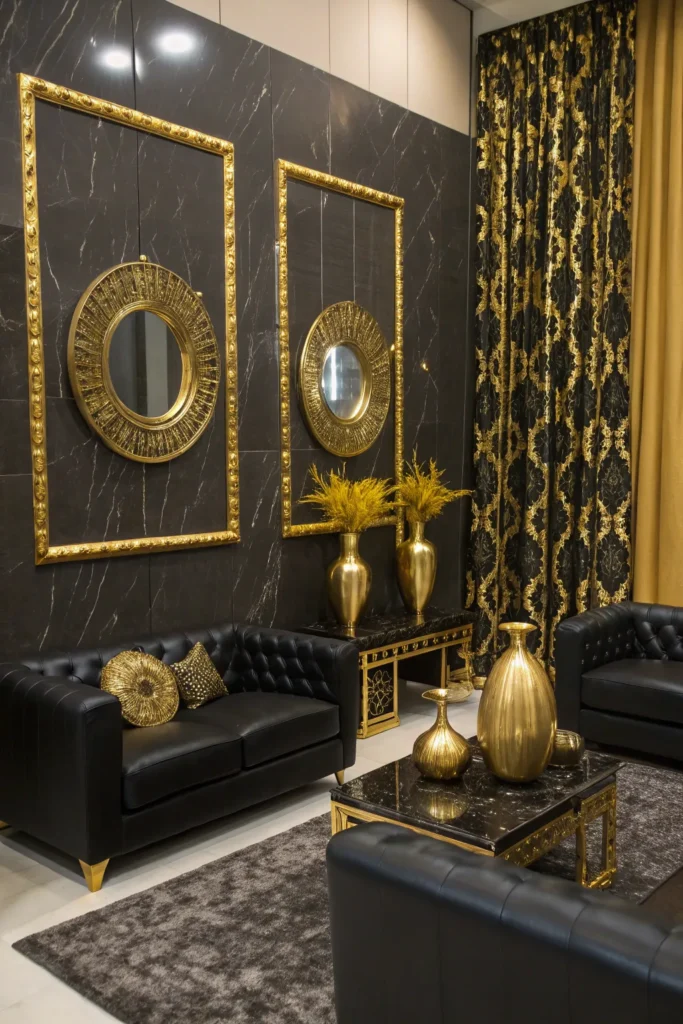 15 Luxury Black and Gold Living Room Decor Ideas 15 sg 14