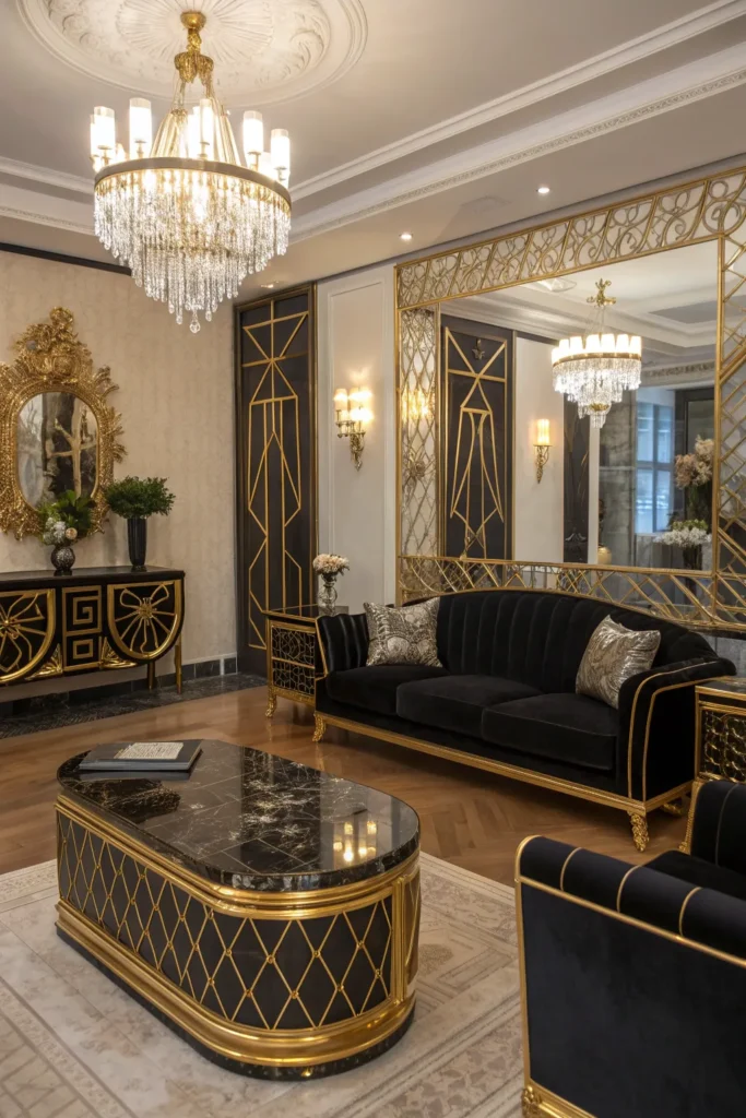 15 Luxury Black and Gold Living Room Decor Ideas 16 sg 15