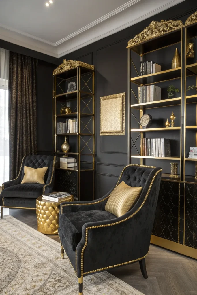 15 Luxury Black and Gold Living Room Decor Ideas 7 sg 6