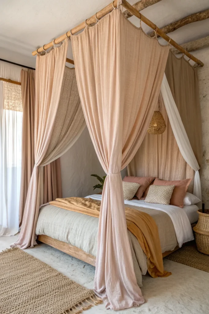 14 Boho Bedroom with Canopy Ideas to Bring Softness to Your Room 4 sw 3 2