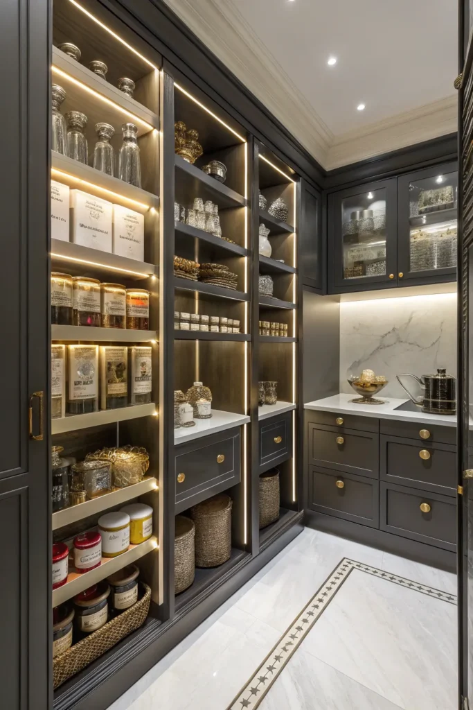 15 Glam and Luxurious Kitchen Pantry Ideas 14 df 13