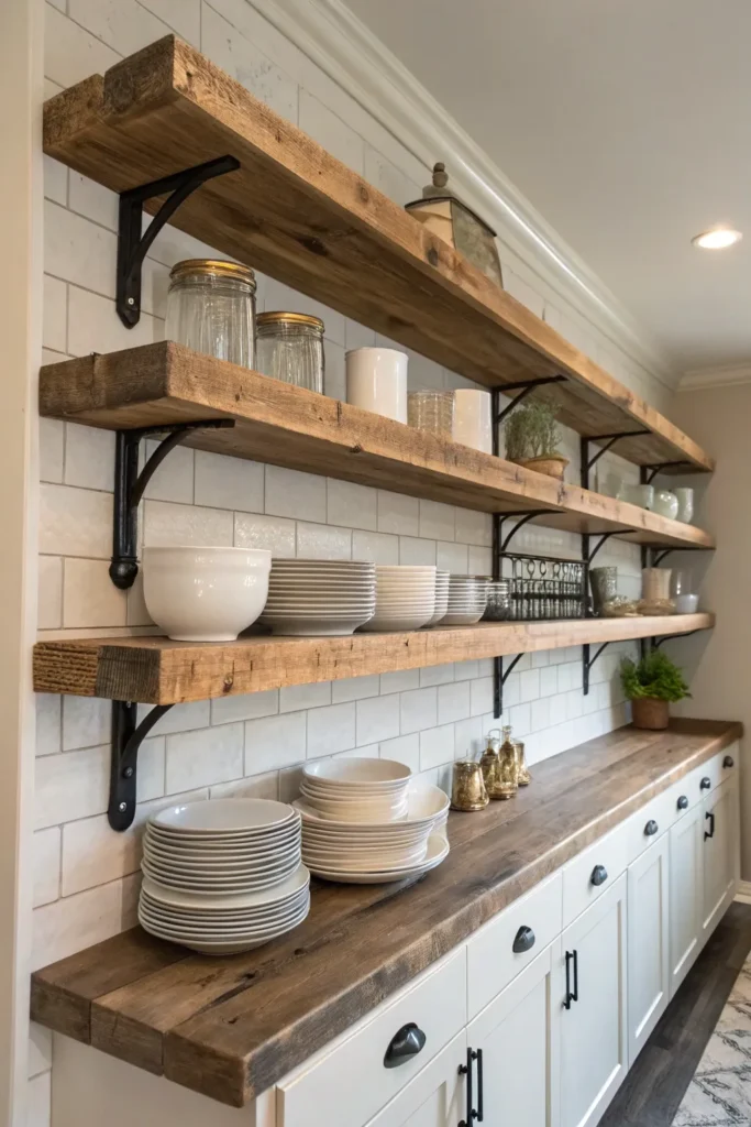 15 Farmhouse Kitchen Shelves Ideas 2 gk 1