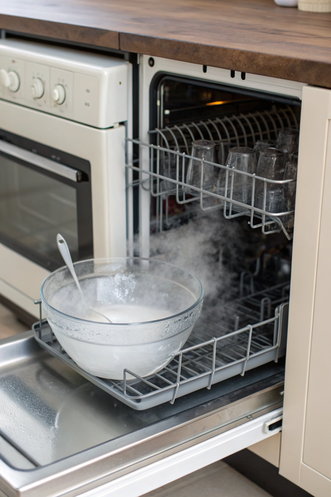 Deep Clean Your Dishwasher FAST Using Stuff You Already Own 5 step 4 run a vinegar cleaning cycle vinegar break