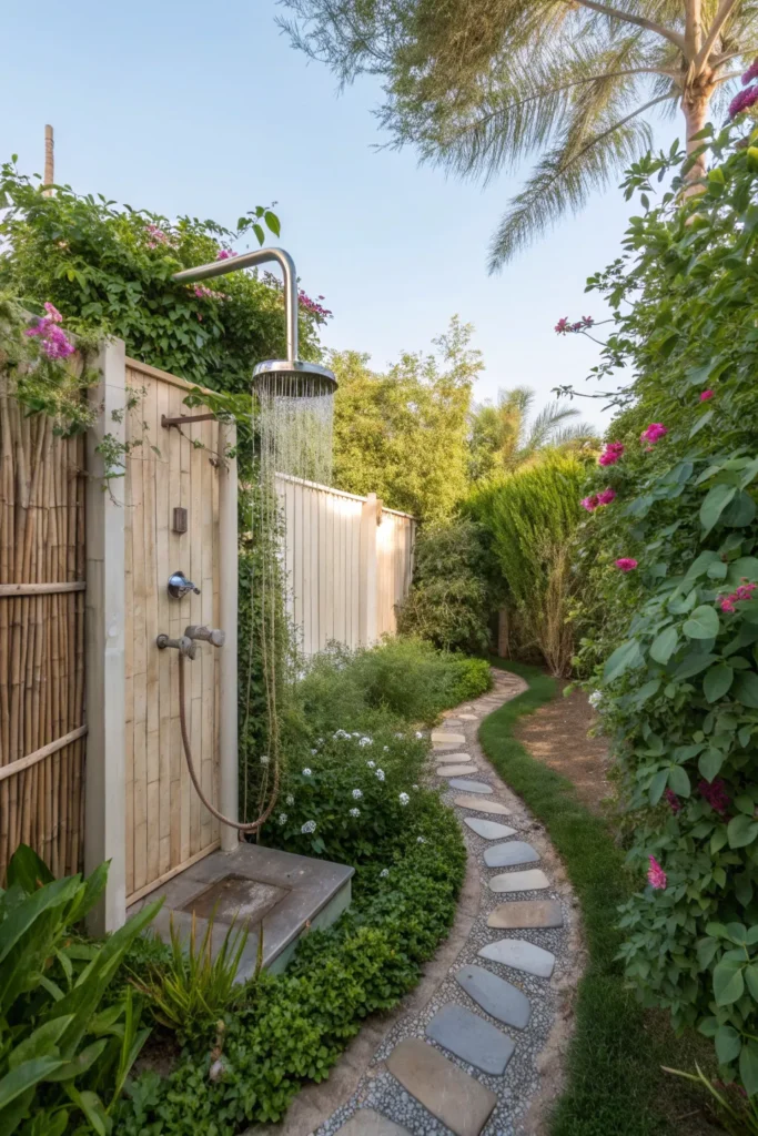 16 Refreshing Backyard Outdoor Shower Ideas for a Relaxing Open-Air Escape 6 ya 5
