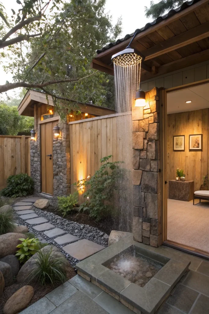 16 Refreshing Backyard Outdoor Shower Ideas for a Relaxing Open-Air Escape 17 ya16