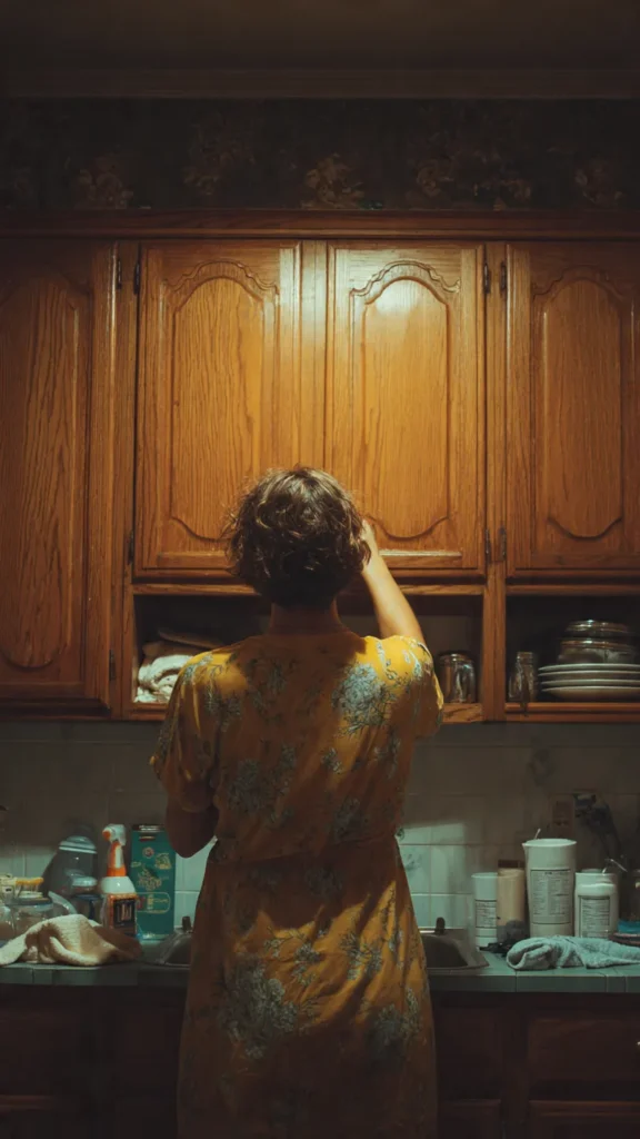 The Fastest Way to Degrease Kitchen Cabinets 4 a person cleaning kitchen cabinets 2