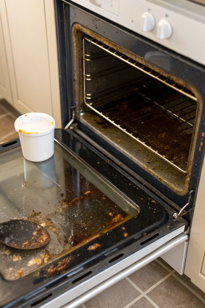 Deep Clean Your Oven Naturally Using Baking Soda and Vinegar 2 dealing with specific oven problems burnt sugar or