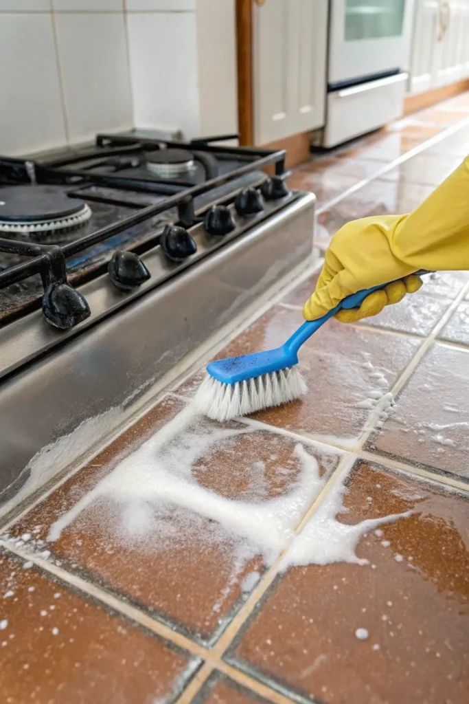 How to Clean Kitchen Tile Grout Without Harsh Chemicals 3 method 3 dish soap and baking soda for greasy ki