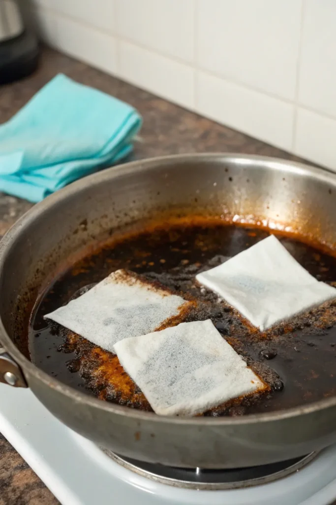 How to Remove Burnt Food From Pots and Pans Easily 5 method 6 dryer sheet trick surprisingly effectiv