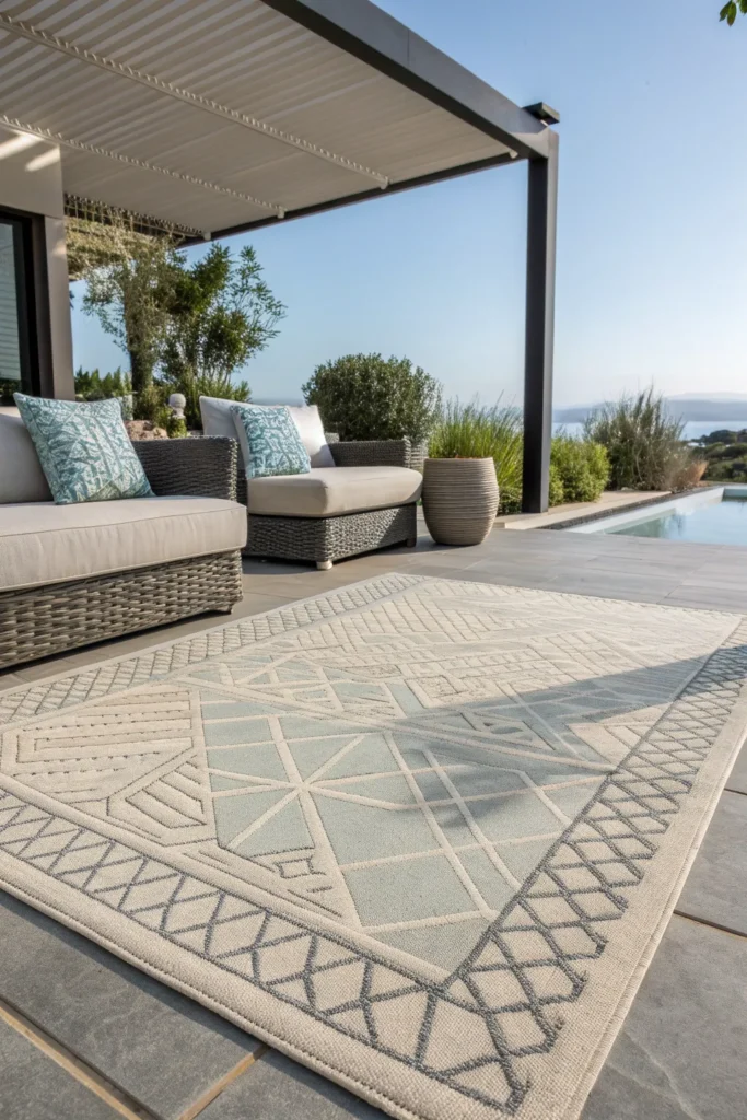 15 Outdoor Rug Ideas to Tie Your Patio Together 4 qc 3
