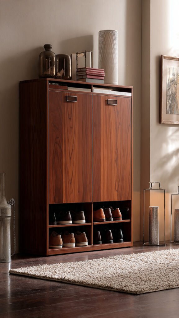 Get Rid of Entryway Clutter for Good: Simple Tricks That Really Work 3 shoe cabinets with doors