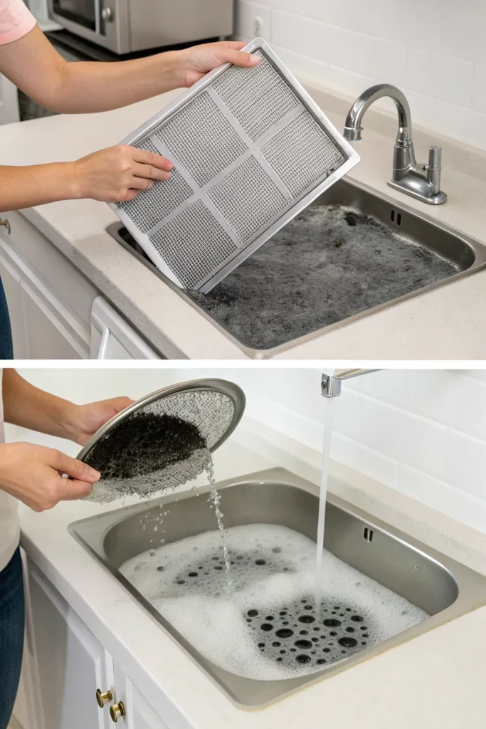 How to Clean Range Hood Filters Using Dish Soap 3 step by step the soaking method this is the easie