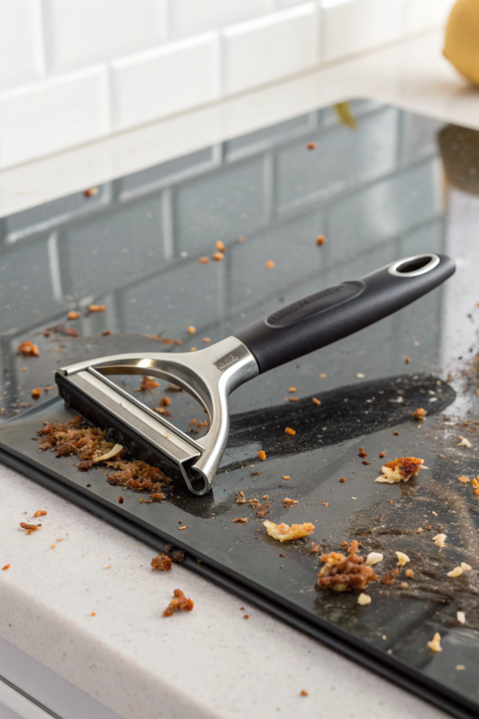 How to Clean a Glass Cooktop Without Scratches 4 using a razor blade scraper safely sometimes you n