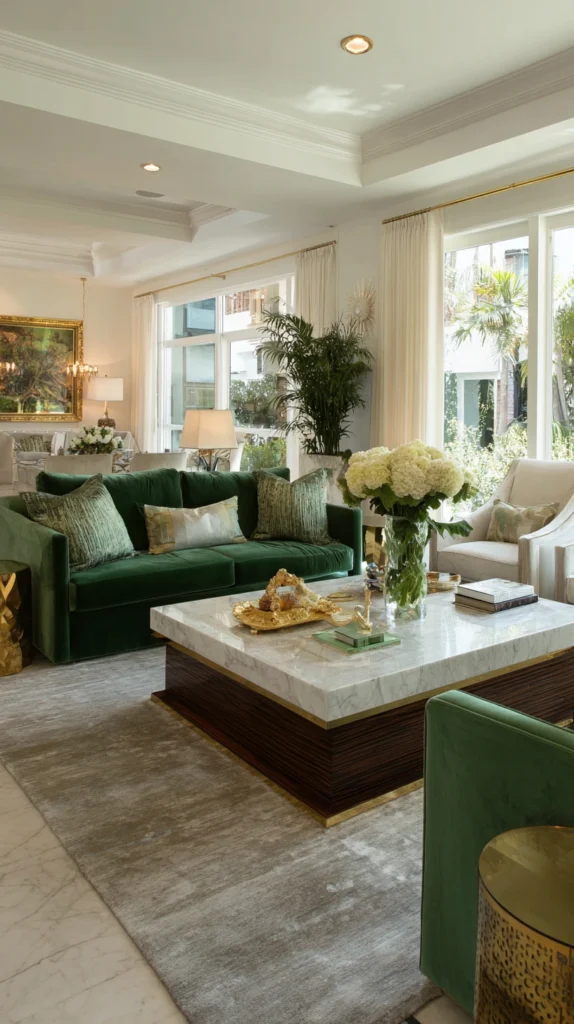 15 Green Velvet Sofa Living Room Ideas for a Rich Inviting Space 13 ds 12 1