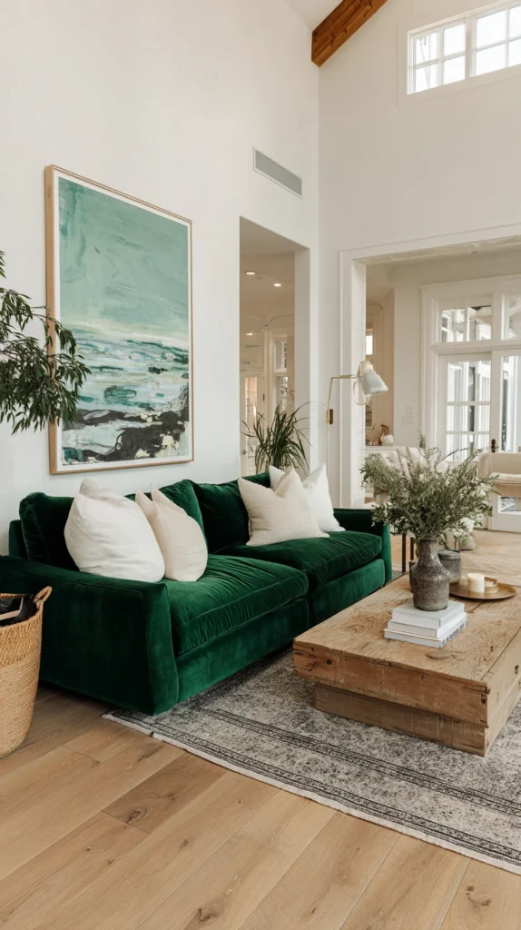 15 Green Velvet Sofa Living Room Ideas for a Rich Inviting Space 16 ds 15 1