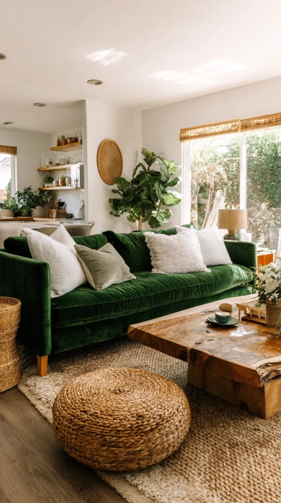 15 Green Velvet Sofa Living Room Ideas for a Rich Inviting Space 8 ds 7 1