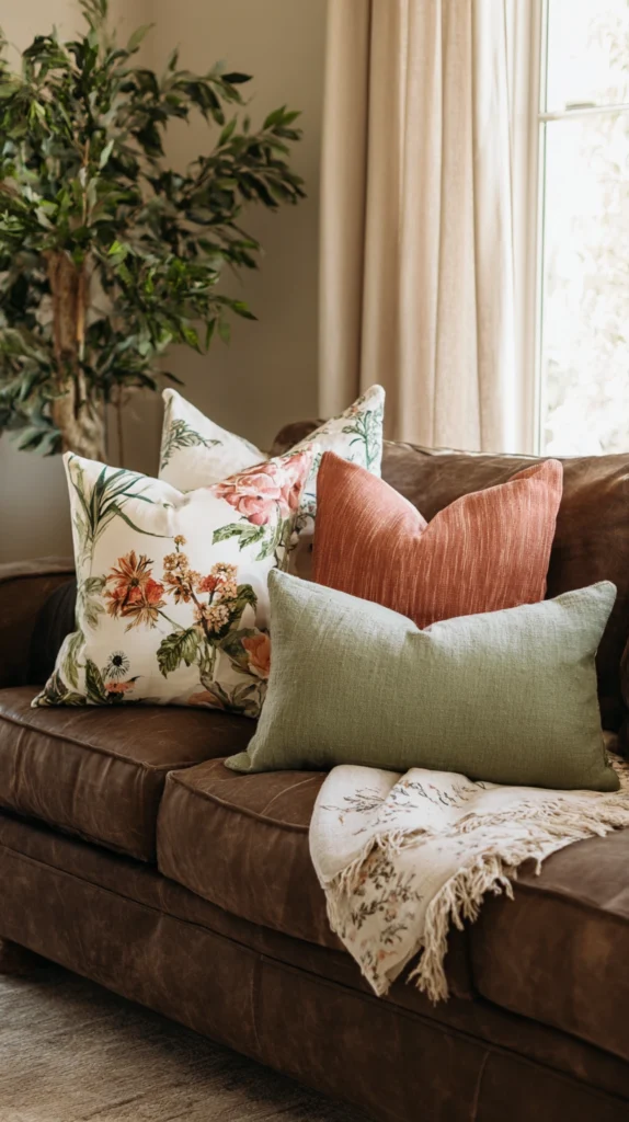15 Throw Pillow Ideas for a Brown Couch 12 qh 11