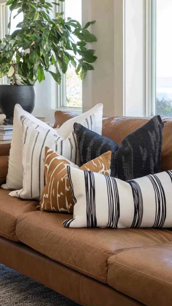 15 Throw Pillow Ideas for a Brown Couch 13 qh 12