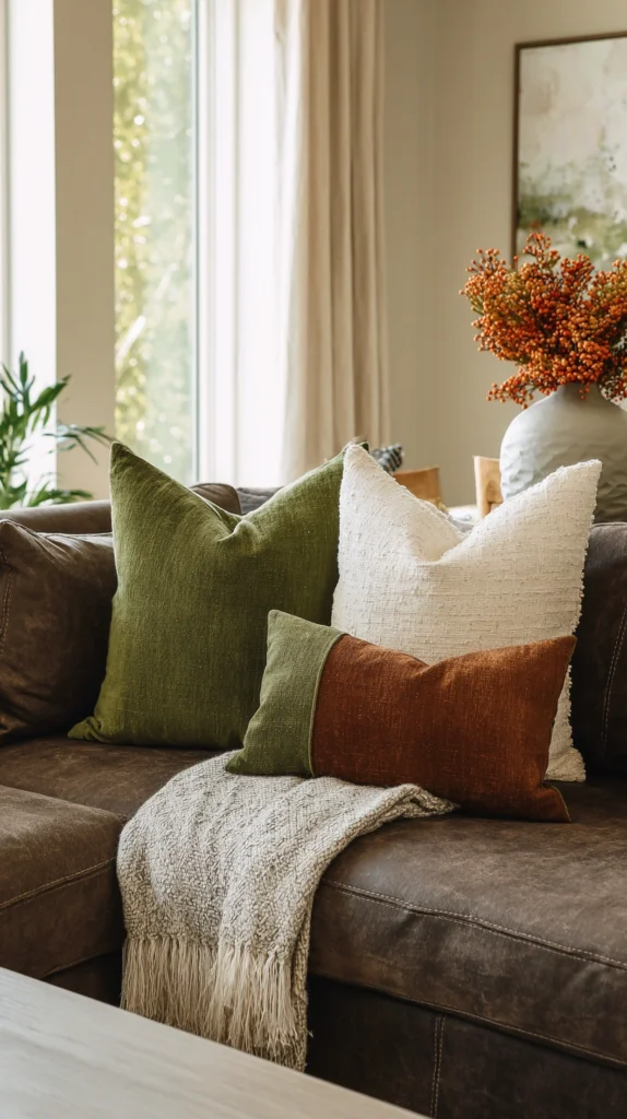 15 Throw Pillow Ideas for a Brown Couch 14 qh 13