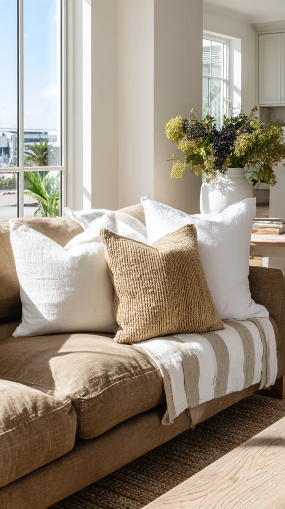 15 Throw Pillow Ideas for a Brown Couch 15 qh 14