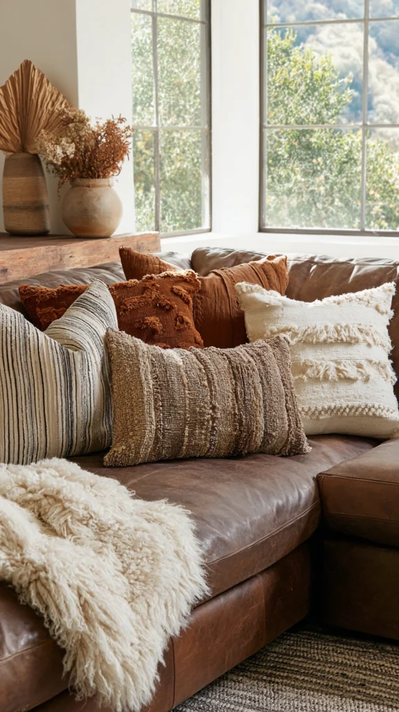 15 Throw Pillow Ideas for a Brown Couch 16 qh 15