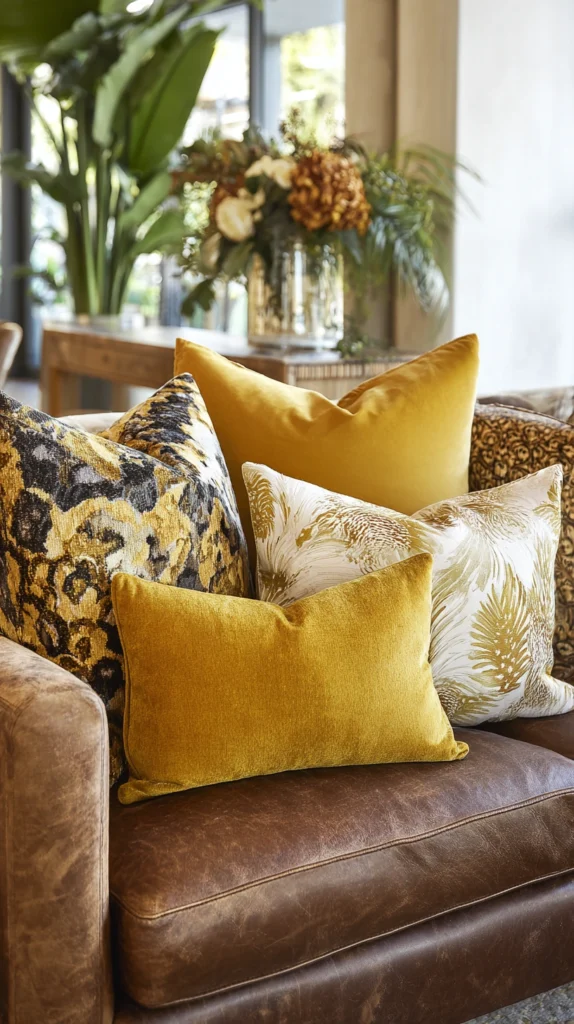 15 Throw Pillow Ideas for a Brown Couch 5 qh 4