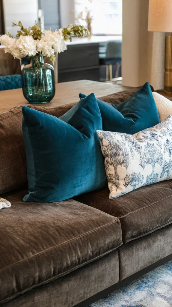 15 Throw Pillow Ideas for a Brown Couch 6 qh 5