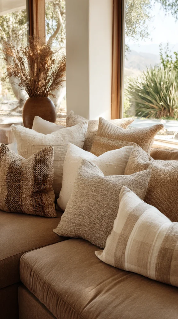 15 Throw Pillow Ideas for a Brown Couch 10 qh 9