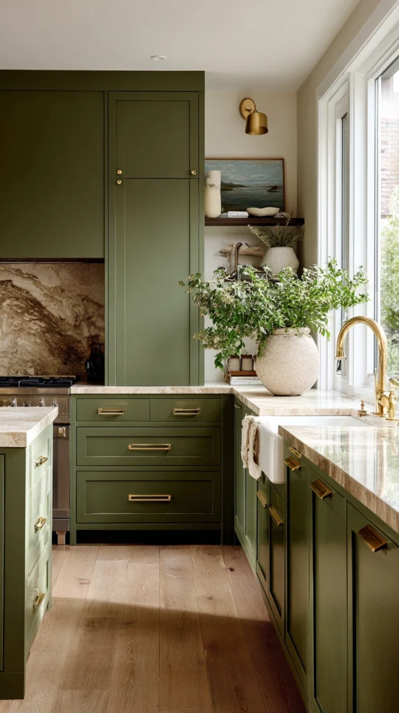 14 Olive Green Kitchen Cabinet Ideas for a Warm Earthy Kitchen 2 bi 1