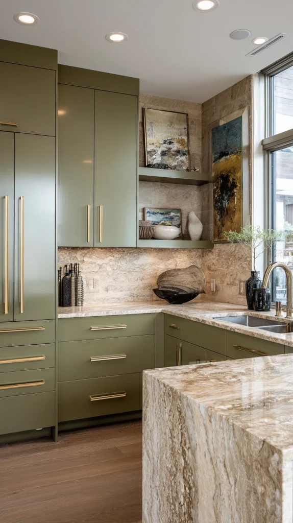 14 Olive Green Kitchen Cabinet Ideas for a Warm Earthy Kitchen 5 bi 4
