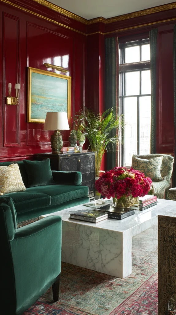 12 Bold Red, White & Green Living Room Looks for a Striking Home Style 12 qf 11