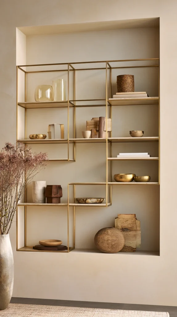15 Gold Shelf Styling Ideas That Feel Curated and Expensive 3 af 2