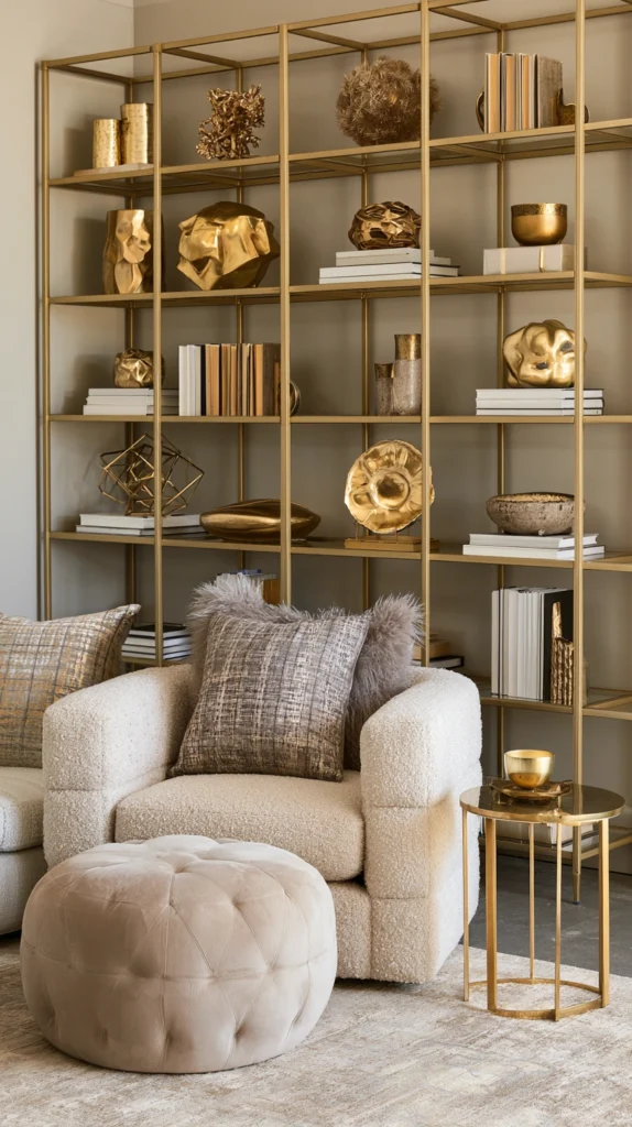 15 Gold Shelf Styling Ideas That Feel Curated and Expensive 7 af 6