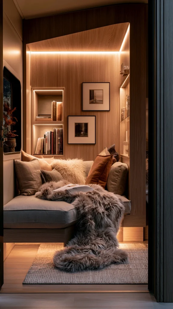 14 Ways to Build a Genuinely Cozy Camper Living Room Nook 15 fg 14
