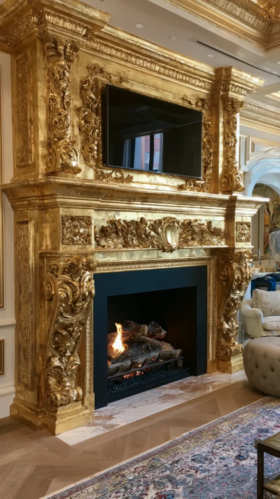 14 Gold Accent Fireplace Ideas for a Glamorous Focal Point 14 pk 13 1