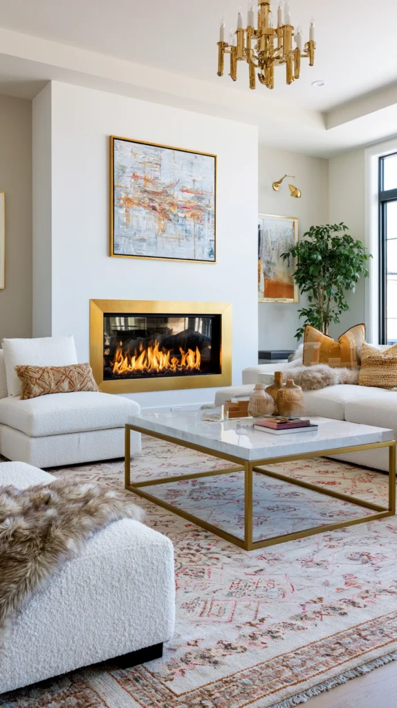 14 Gold Accent Fireplace Ideas for a Glamorous Focal Point 15 pk 14 1