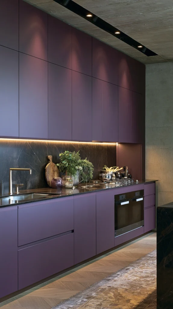 15 Aubergine Kitchen Ideas for a Bold, Moody Summer Makeover 2 rt 1 1