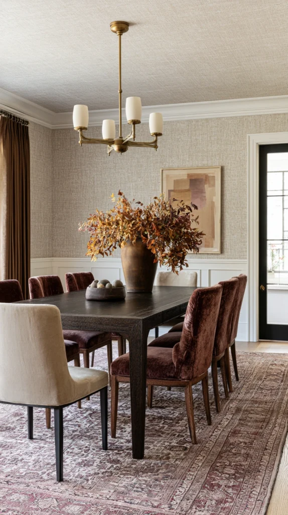 14 Autumnal Maximalist Dining Room Ideas Layered With Texture and Color 6 cd 5