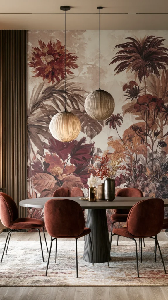 14 Autumnal Maximalist Dining Room Ideas Layered With Texture and Color 9 cd 8