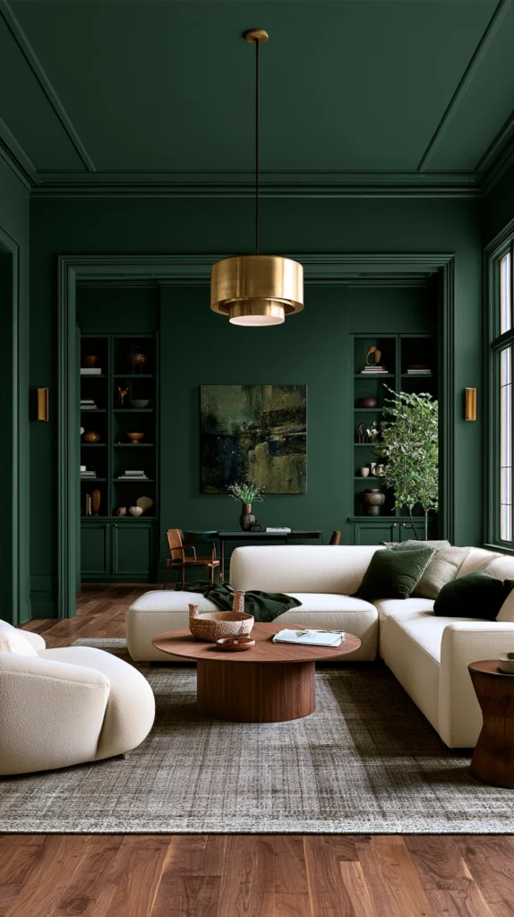 15 Dark Green Living Room Ideas for a Moody, Intimate Fall Feel 2 fd 1