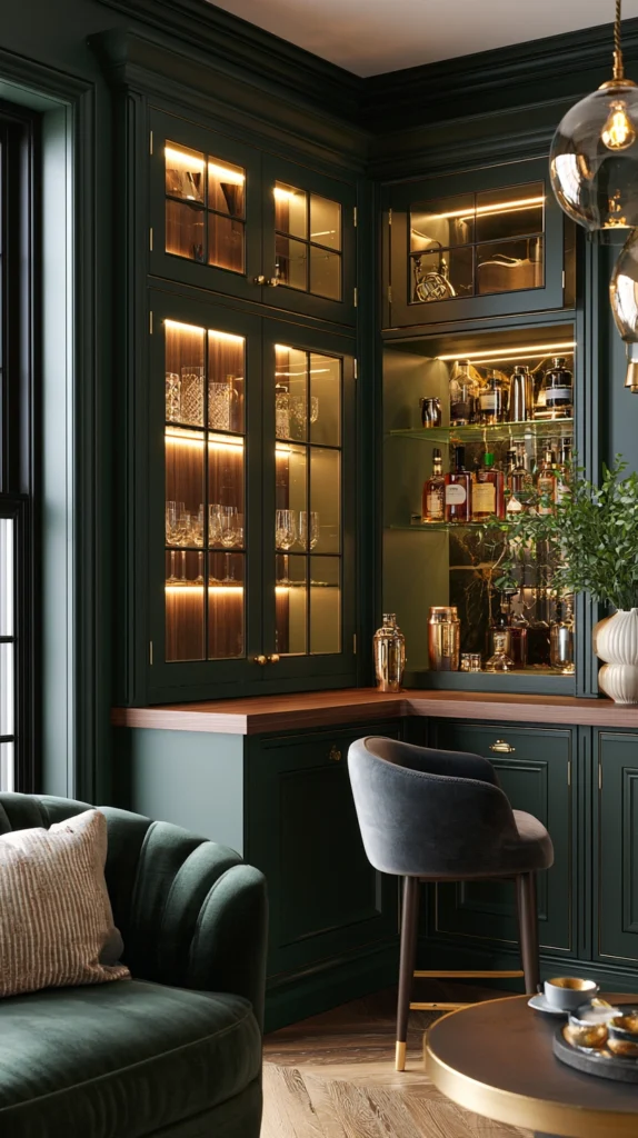 15 Dark Green Living Room Ideas for a Moody, Intimate Fall Feel 14 fd 13