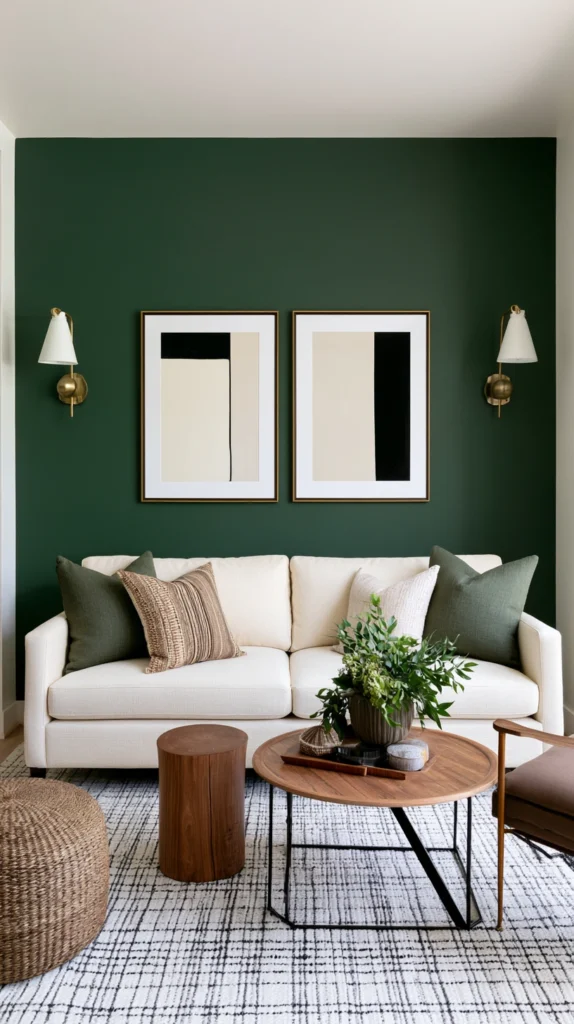 15 Dark Green Living Room Ideas for a Moody, Intimate Fall Feel 3 fd 2