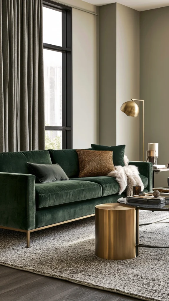 15 Dark Green Living Room Ideas for a Moody, Intimate Fall Feel 4 fd 3