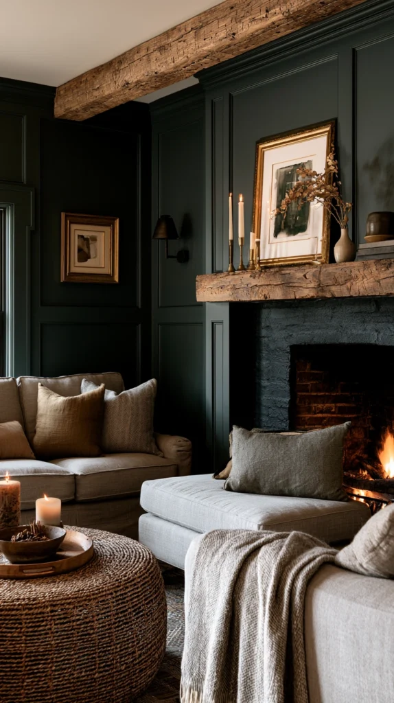 15 Dark Green Living Room Ideas for a Moody, Intimate Fall Feel 7 fd 6
