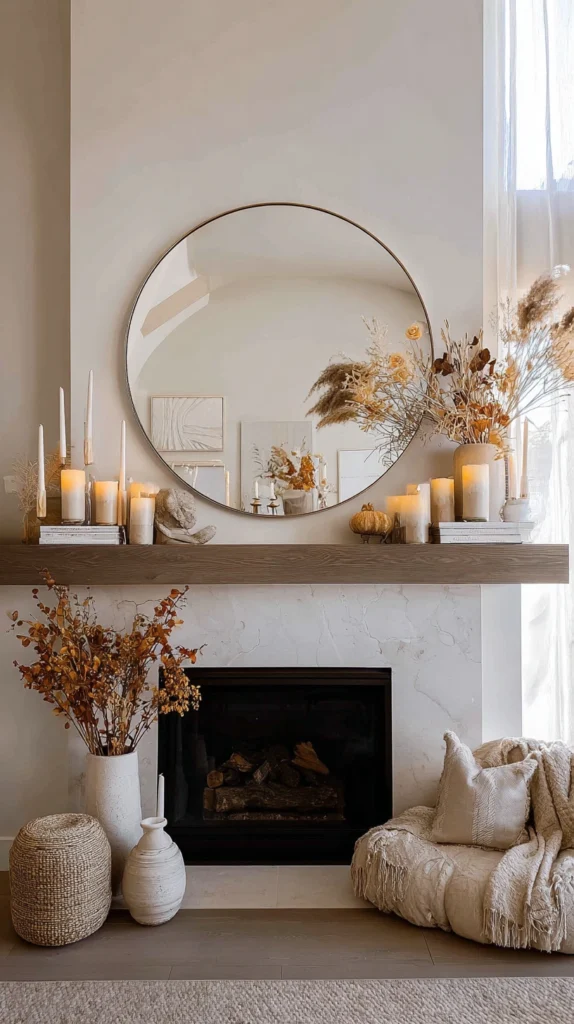 9 Cozy Thanksgiving Mantel Decor Ideas 8 zainy 7. A Single Piece of Art or a Large Mirror as the Mante 0cd0d310 7b9e 4997 bdd8 22e924058df2 0